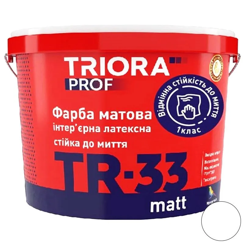 Фарба стійка до миття Triora, 1 л, матова, білий купити недорого в Україні, фото 1