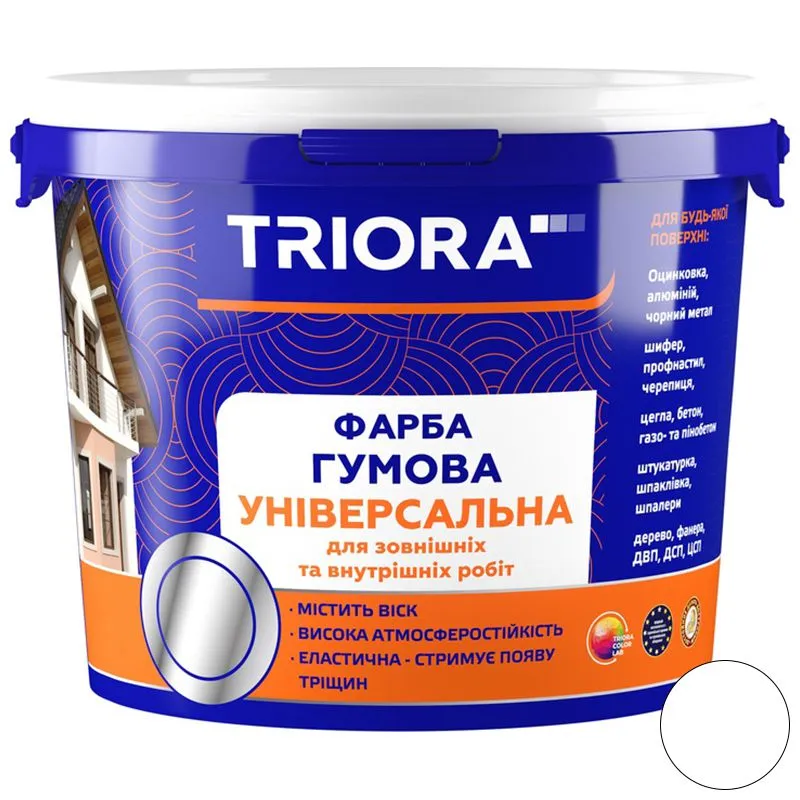 Фарба гумова Triora 577 RAL 9003, 3,5 кг, сигнальний білий купити недорого в Україні, фото 1