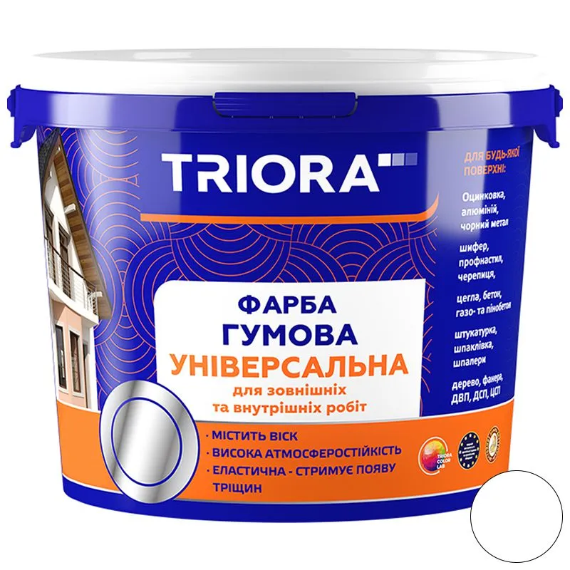 Фарба гумова універсальна Triora, 6 кг, 10 білий купити недорого в Україні, фото 1