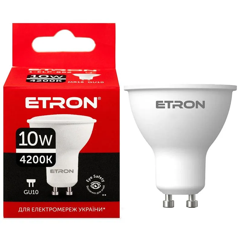 Лампа світлодіодна Etron, 10 W, GU10, MR16, 4200 K, 1-ELP-862 купити недорого в Україні, фото 1