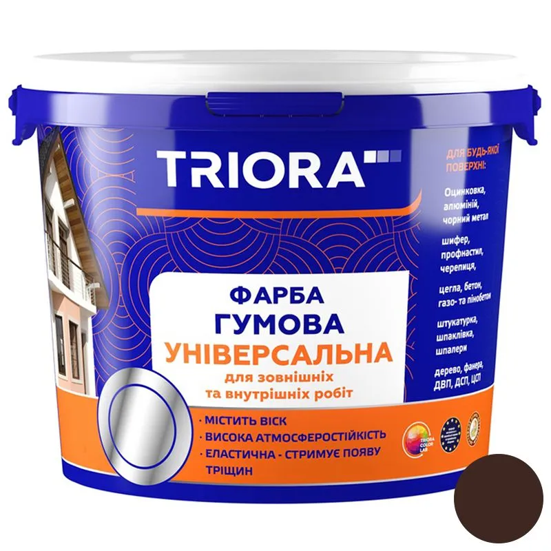 Фарба універсальна Triora 44 RAL 8017, 6 кг, темно-коричневий купити недорого в Україні, фото 1