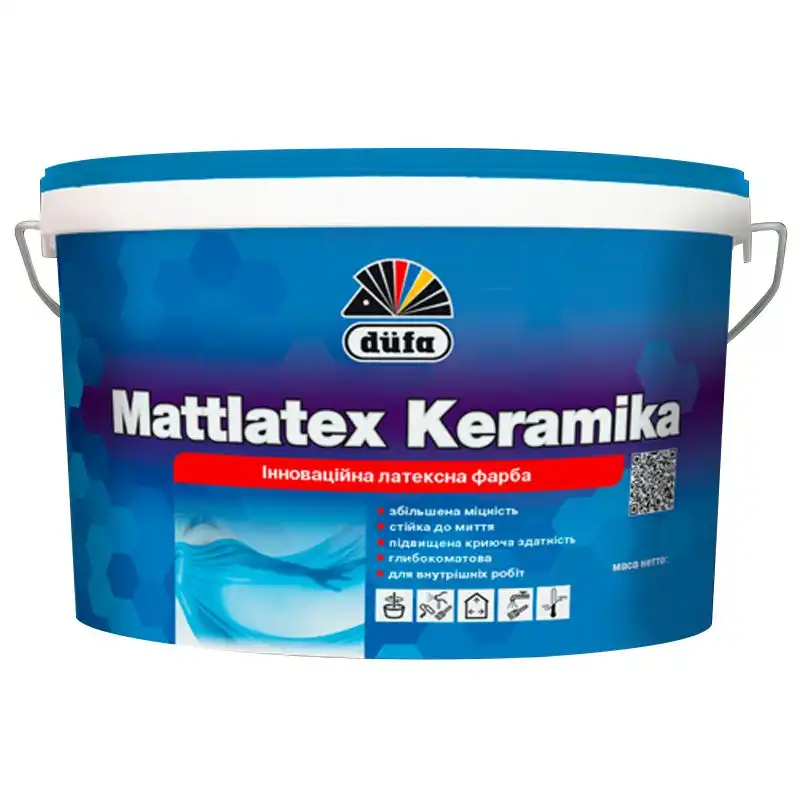 Фарба інтер'єрна акрилова Dufa Mattlatex Keramika, 3,5 кг, глибокоматова, біла купити недорого в Україні, фото 1