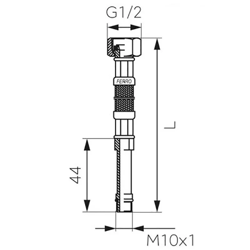 Шланг подвода Ferro, 1/2"xM10х1, 100 см, WBS20 купить недорого в Украине, фото 2