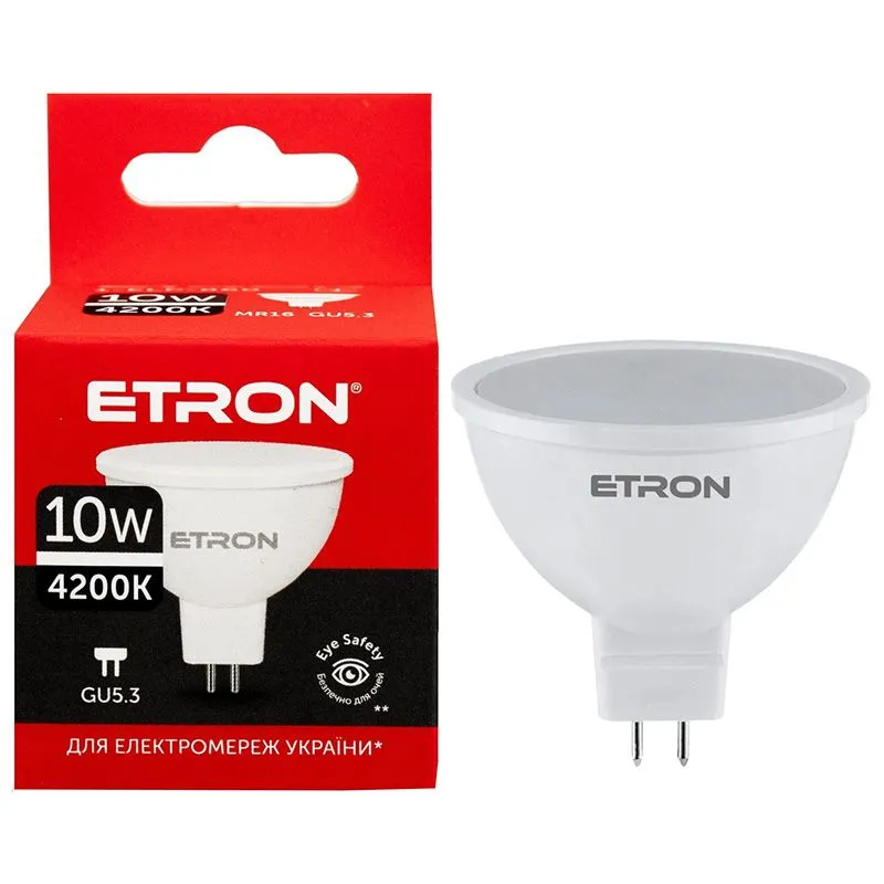 Лампа світлодіодна Etron, 10 W, GU5.3, MR16, 4200 K, 1-ELP-860 купити недорого в Україні, фото 1