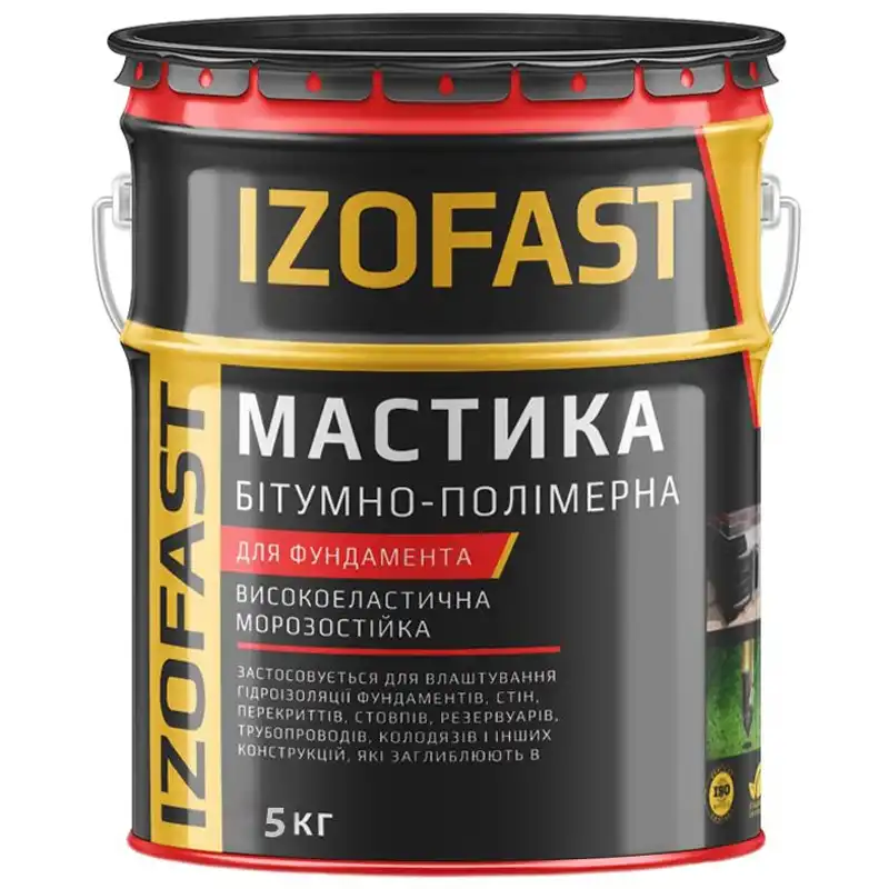 Мастика битумно-полимерная холодная для фундамента Izofast МБ, 5 кг купить недорого в Украине, фото 1