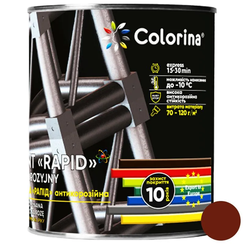 Грунтовка антикоррозийная Colorina Rapid, 0,9 кг, красно-коричневая купить недорого в Украине, фото 1