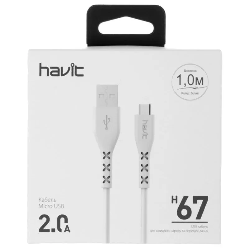 Кабель micro USB Havit, 1 м, білий, HV-H67 купити недорого в Україні, фото 2