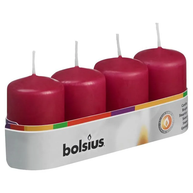 Свеча Bolsius, 6х4 см, бордовый, 4 шт, 566744 купить недорого в Украине, фото 1
