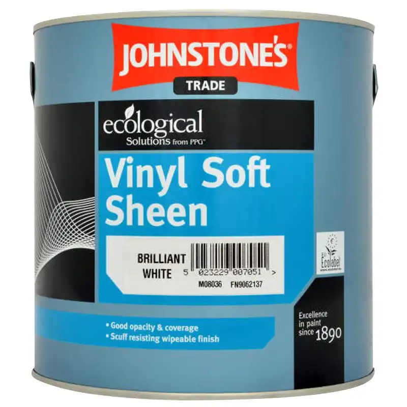 Фарба вінілова Johnstone's Vinyl Soft Sheen, 2,5 л, шовковисто-глянцева, біла купити недорого в Україні, фото 1
