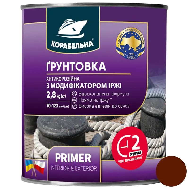 Ґрунтовка антикорозійна з модифікатором іржі Корабельна ПФ-010М,  2,8 кг, червоно-коричневий купити недорого в Україні, фото 1