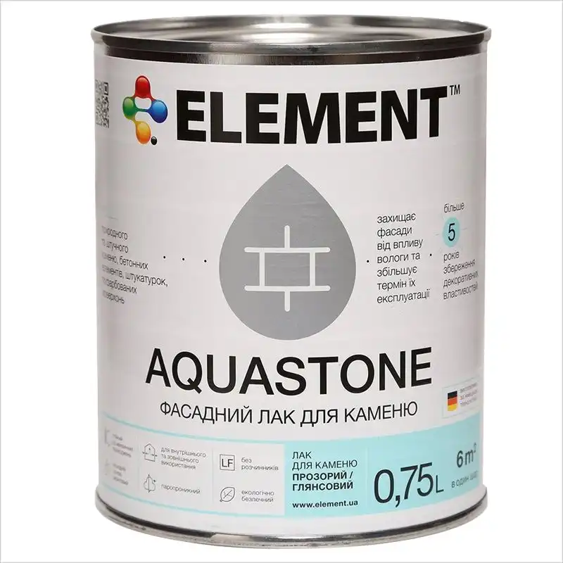 Лак фасадний для каменю Element Aquastone, 0,75 л купити недорого в Україні, фото 1