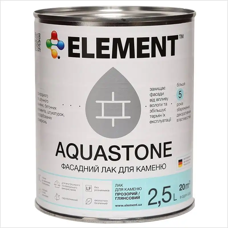 Лак фасадний для каменю Element Aquastone, 2,5 л купити недорого в Україні, фото 1