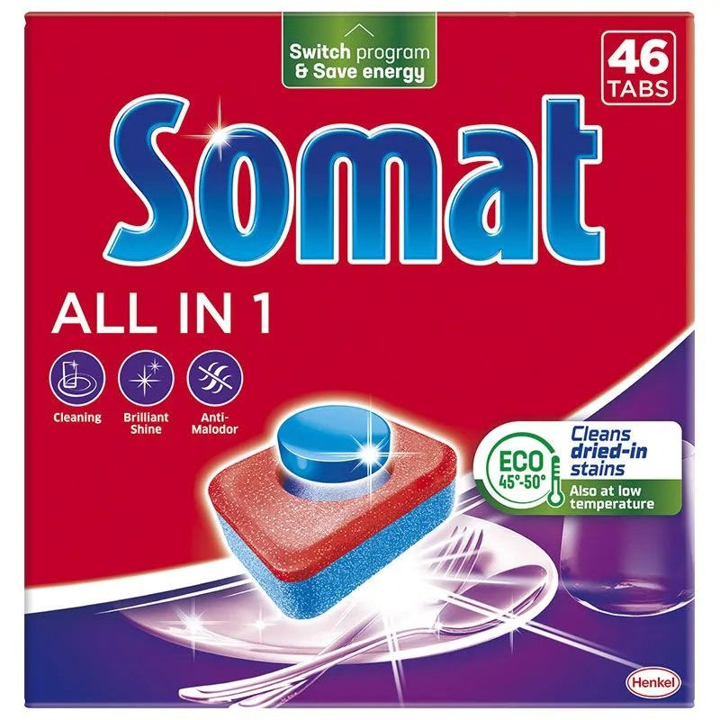Таблетки для посудомоечной машины Somat Все в 1, 46 шт, 2891804 купить недорого в Украине, фото 1