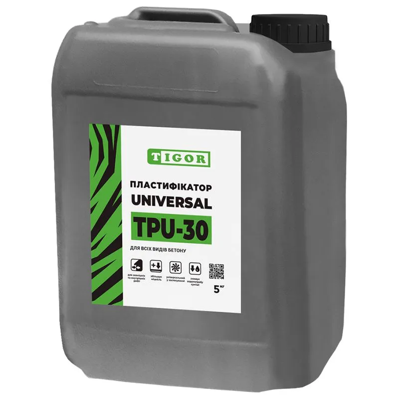 Пластификатор для бетона Tigor TPU-30, 5 л, фото 1 Пластификатор для бетона Tigor TPU-30, 5 л купить недорого в Украине, фото 1
