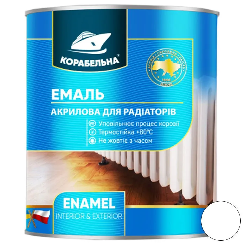 Емаль акрилова для радіаторів Корабельна, 2,5 л, біла купити недорого в Україні, фото 1