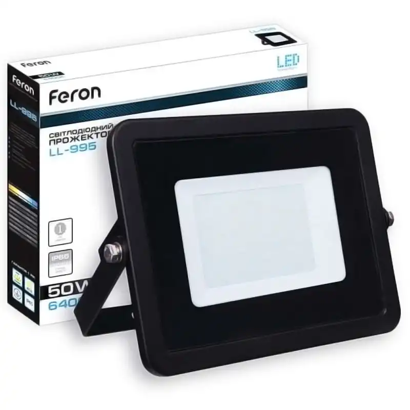Прожектор Feron LL-995, 50W, 6400K, IP 65, чорний, 5834 купити недорого в Україні, фото 2