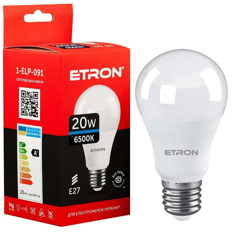 Лампа світлодіодна Etron, 20 W, A70, E27, 6500 K, 1-ELP-091 купити недорого в Україні, фото 1
