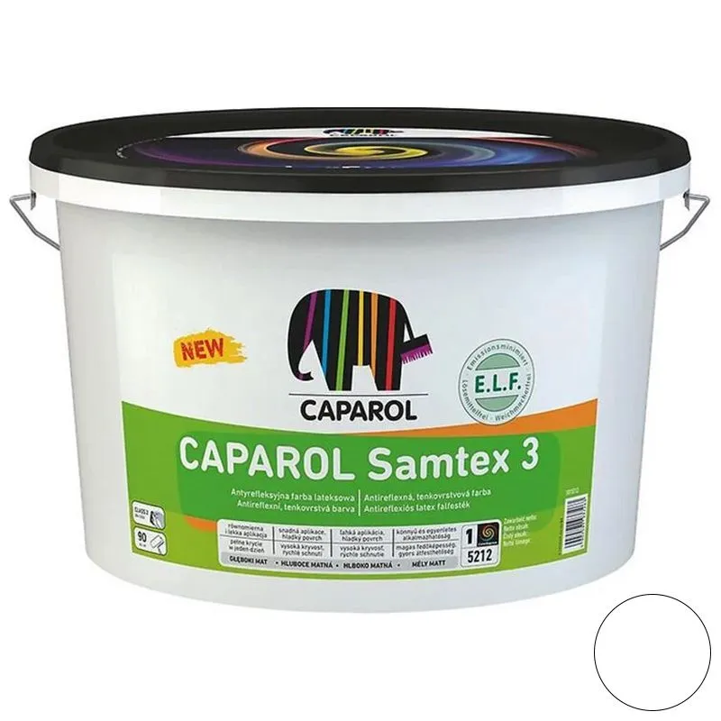 Фарба інтер'єрна латексна Caparol Samtex 3 ELF, база 1, 10 л, білий купити недорого в Україні, фото 1