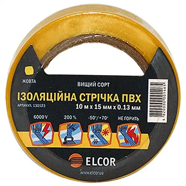 Ізострічка Elcor, 0,13х15 мм, 10 м, жовтий купити недорого в Україні, фото 1