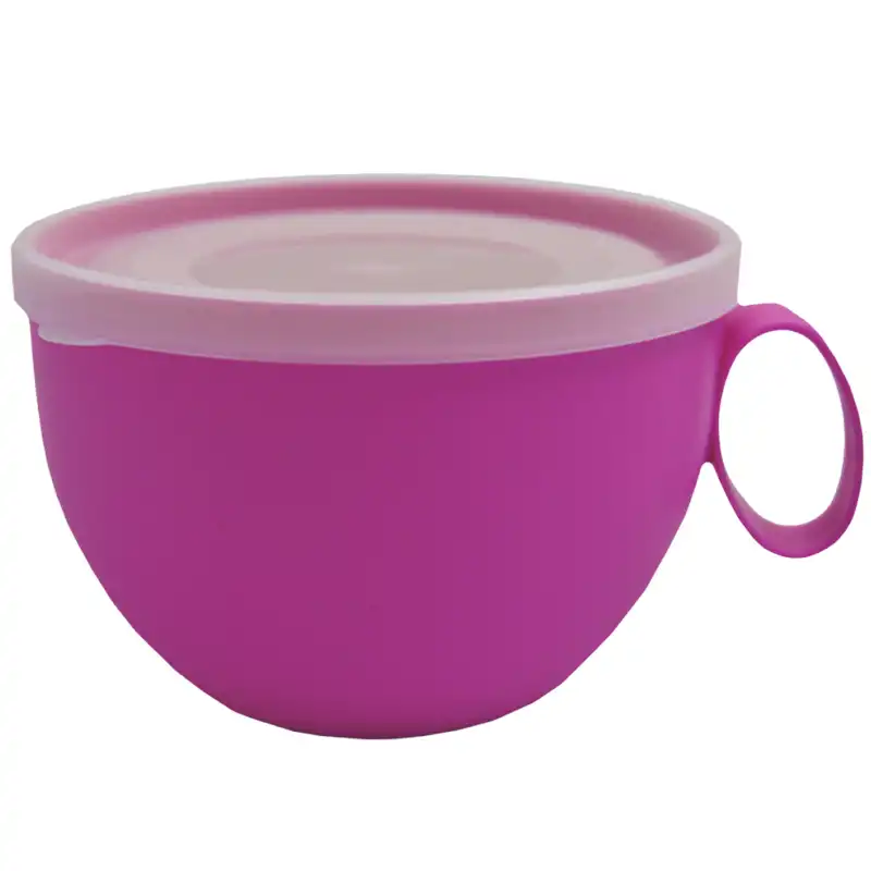 Чашка з кришкою Алеана, 0,5 л, темно-рожевий/прозорий, 168006 купити недорого в Україні, фото 1