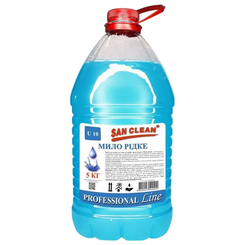Мыло жидкое San Clean На основе масла кокоса, голубое, 5 л, 3401209000 купить недорого в Украине, фото 1