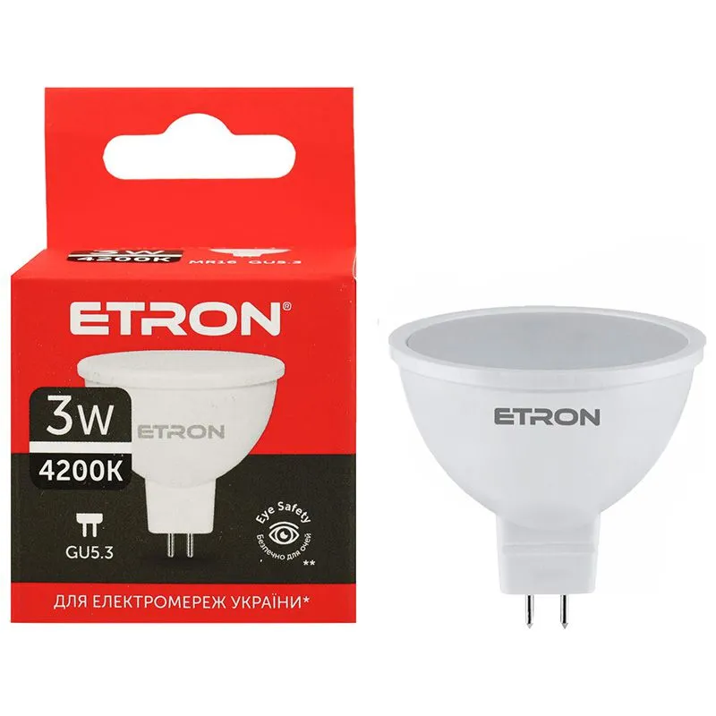 Лампа світлодіодна Etron, 3W, GU5.3, MR16, 4200K, 1-ELP-064 купити недорого в Україні, фото 1