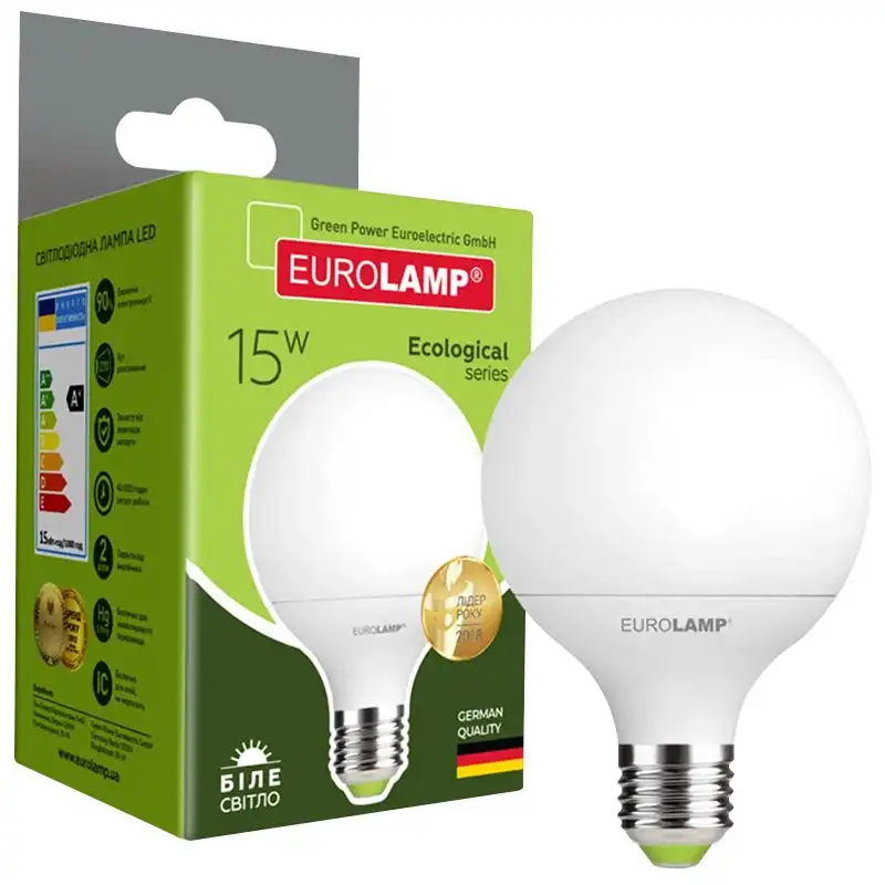 Лампа Eurolamp Есо, 15W, G95, E27, 4000K, LED-G95-15272(P) купить недорого в Украине, фото 1
