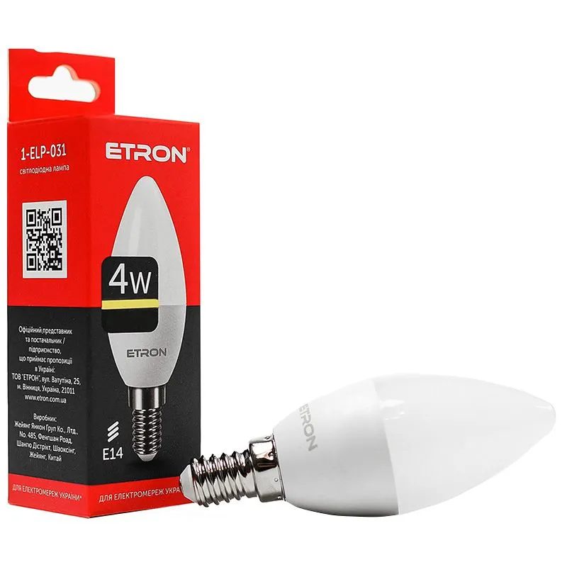 Лампа светодиодная Etron, 4 W, C37, E14, 3000 K, 1-ELP-031 купить недорого в Украине, фото 1