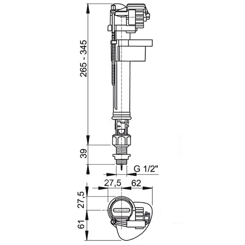 Механизм впускной Koller Pool, нижний подвод, 1/2" - А18-1/2", VMM1-1/2” купить недорого в Украине, фото 2