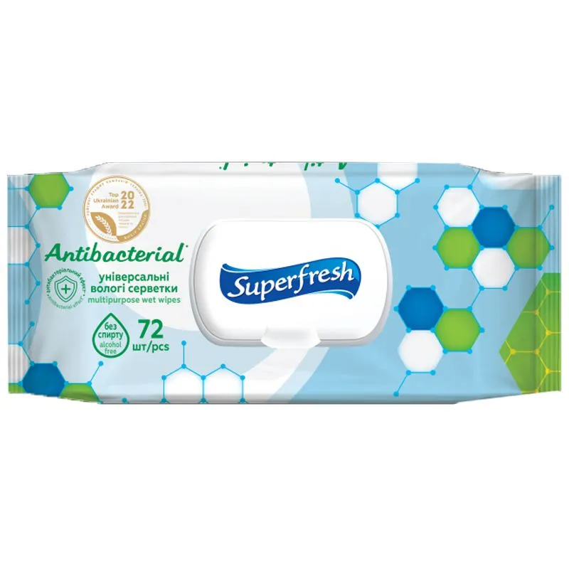 Влажные салфетки Super Fresh антибактериальные 72 шт купить недорого в Украине, фото 1