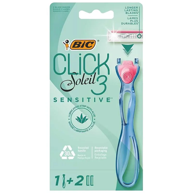 Бритва Bic Click 3 Soleil Sensitive 4953, 2 сменные кассеты, 862261 купить недорого в Украине, фото 1