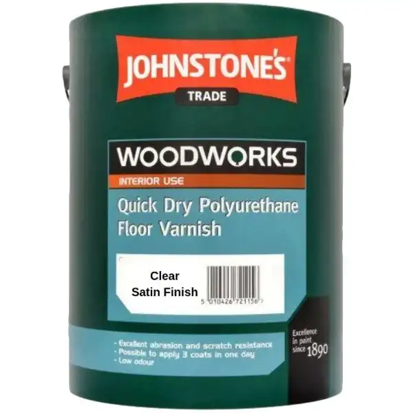 Лак акриловый для пола Johnstone's Quick Dry Polyurethane Floor Varnish Clear Satin, 2,5 л купить недорого в Украине, фото 1