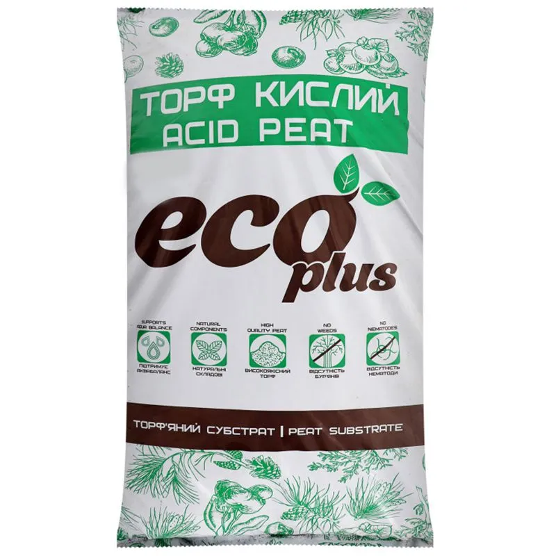 Торф'яний субстрат Peatfield Торф кислий Eco Plus, 50 л купити недорого в Україні, фото 1