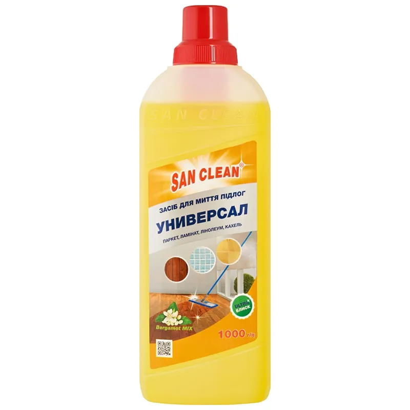 Універсальний засіб для миття підлоги San Clean Універсал-2000, бергамот, 1 л купити недорого в Україні, фото 60407