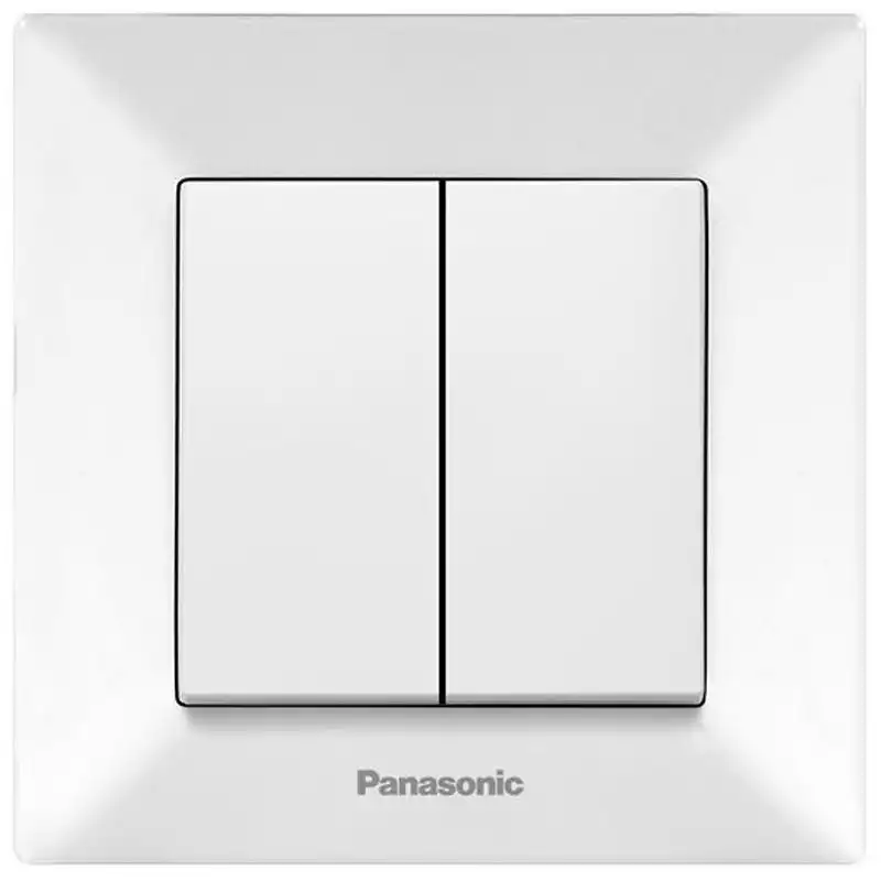 Выключатель двухклавишный Panasonic Arkedia Slim, белый, 480100189 купить недорого в Украине, фото 1