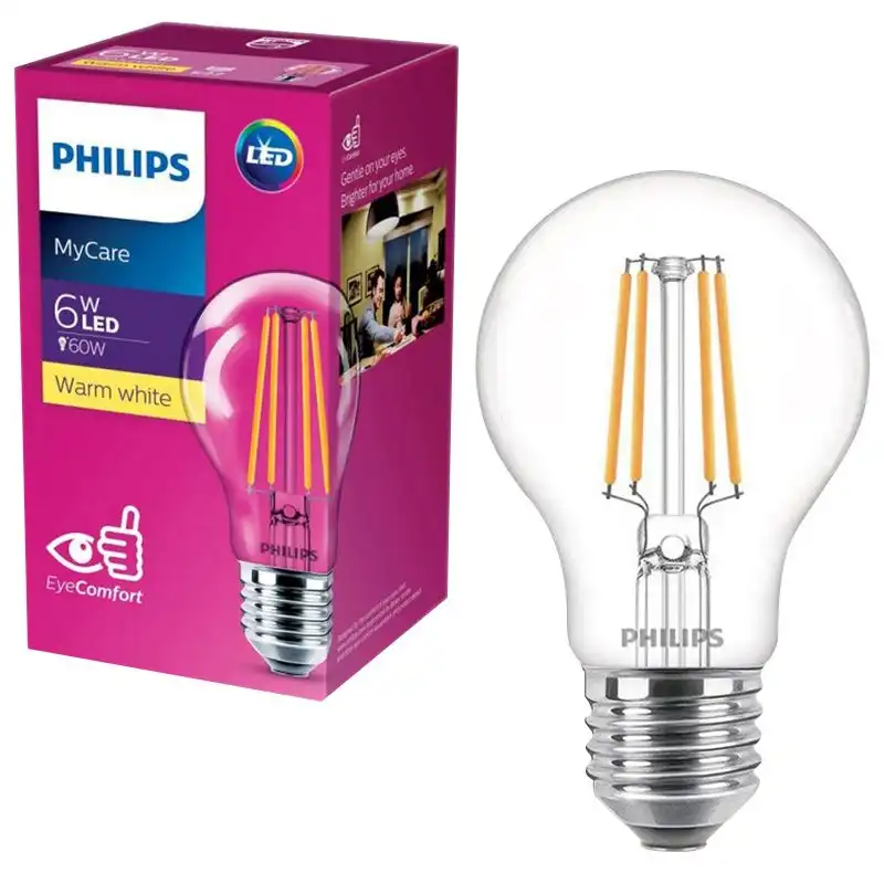 Лампа Philips Filament Classic CL NDAPR, 6-60W, А60, E27 купить недорого в Украине, фото 1