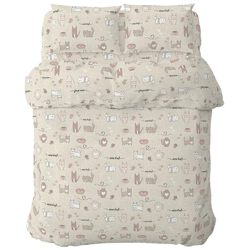 Комплект постільної білизни Home Line Котяча радість, 145х215 см, 175853, фото 1 Комплект постільної білизни Home Line Котяча радість, 145х215 см, 175853 купити недорого в Україні, фото 1