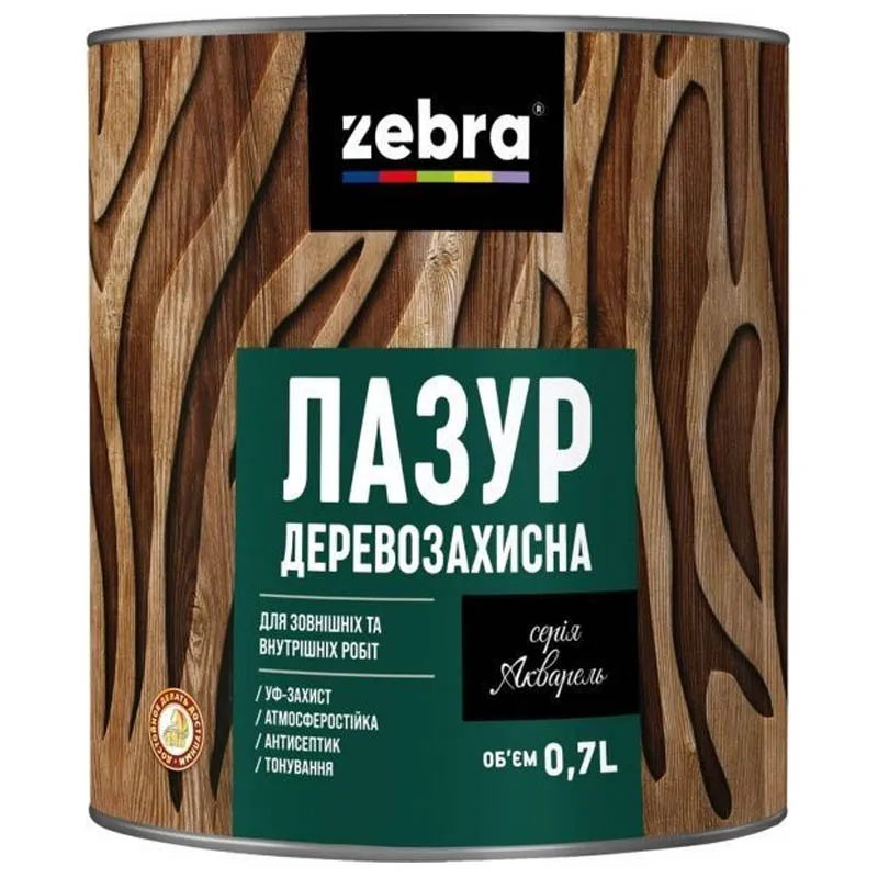 Лазур деревозахисна Triora Zebra, горіх, 0,7 л купити недорого в Україні, фото 1