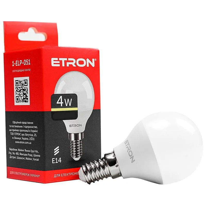 Лампа светодиодная Etron, 4 W, G45, E14, 3000 K, 1-ELP-051 купить недорого в Украине, фото 1