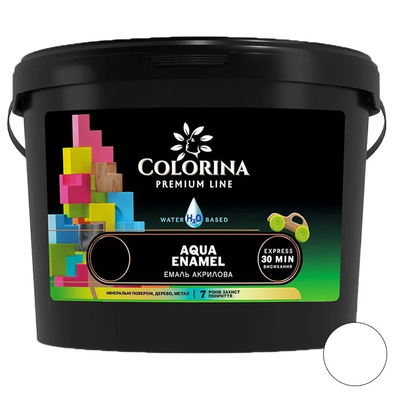 Эмаль акриловая Colorina Aqua Enamel, 0,9 л, белый купить недорого в Украине, фото 1