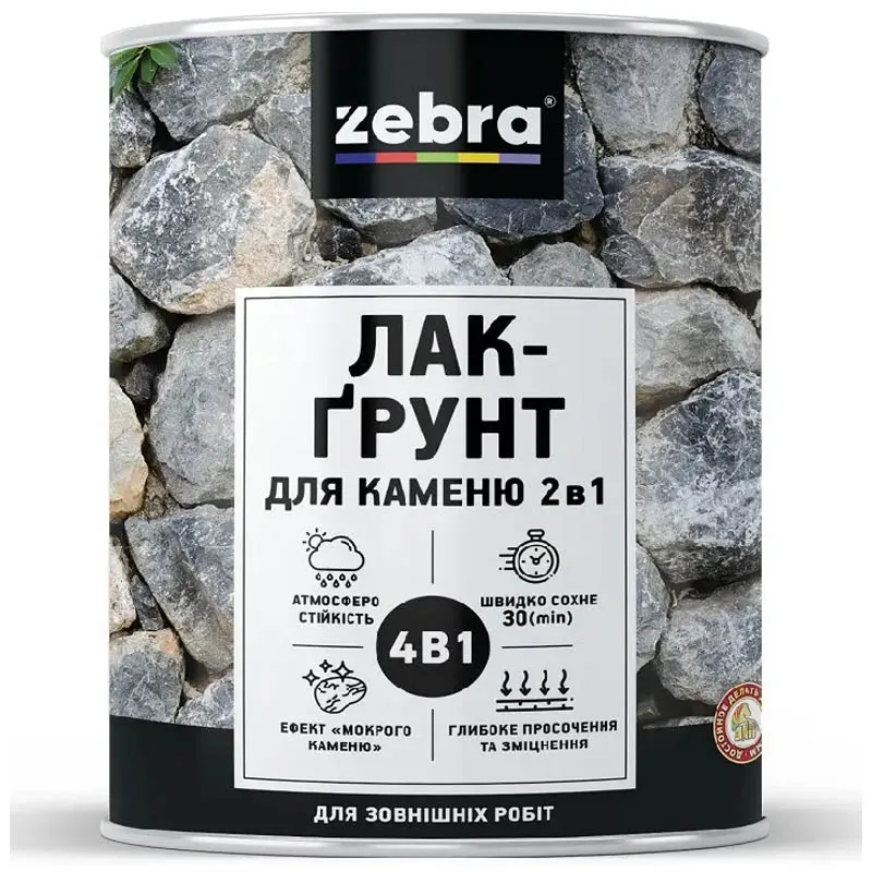 Лак-грунт для каменю Zebra, 0,75 л купити недорого в Україні, фото 1