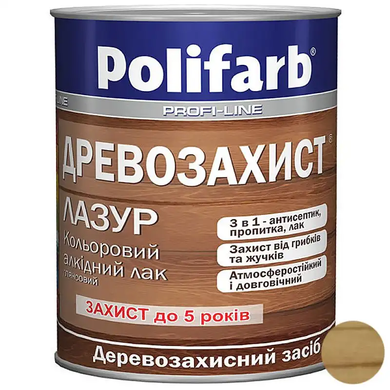 Лазурь Polifarb Древозащита, 0,7 кг, золотая сосна купить недорого в Украине, фото 1