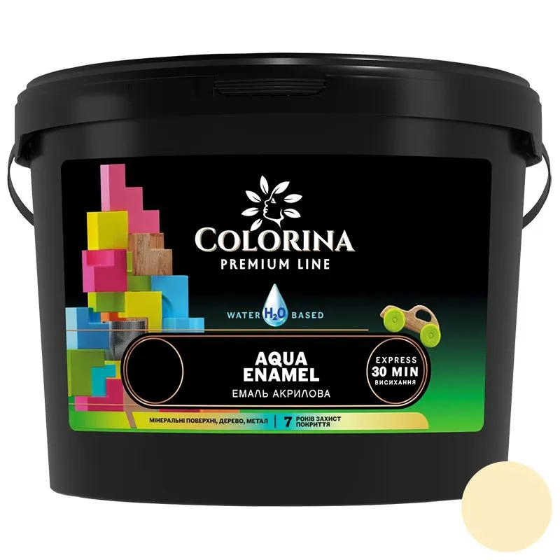 Емаль акрилова Colorina Aqua Enamel, 0,9 л, слонова кістка шовковисто-матовий купити недорого в Україні, фото 1