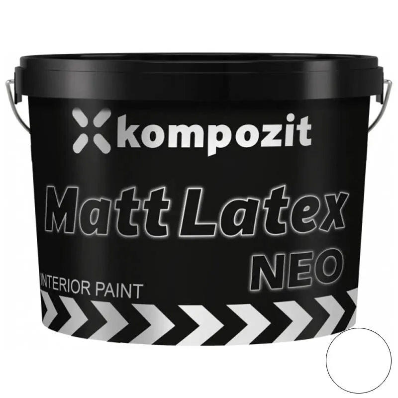 Фарба інтер'єрна Kompozit Matt Latex Neo, біла, 1,4 кг купити недорого в Україні, фото 1
