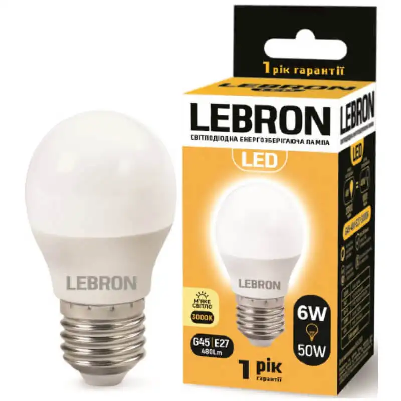 Лампа Lebron L-G45, 6W, Е27, 3000K, 11-12-49 купити недорого в Україні, фото 1