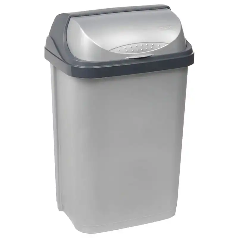 Урна для мусора Keeeper Rolltop, 10 л, с крышкой, пластик, серебро, 0453.1 купить недорого в Украине, фото 1