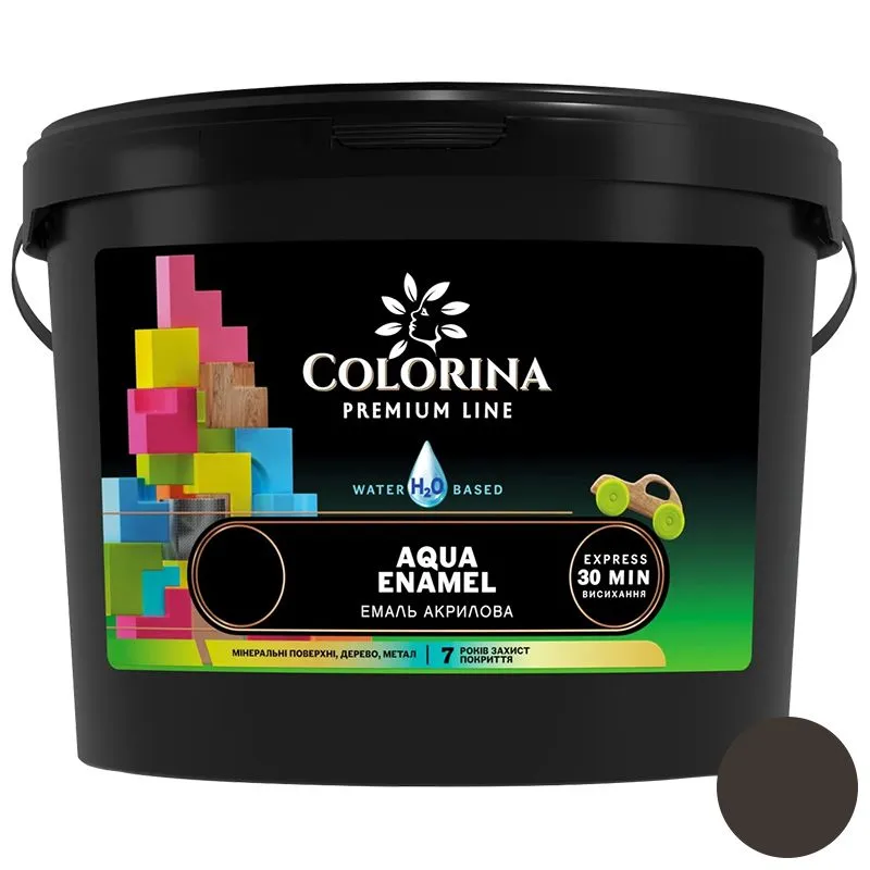 Эмаль акриловая Colorina Aqua Enamel, 0,9 л, шоколад шелковисто-матовый купить недорого в Украине, фото 1