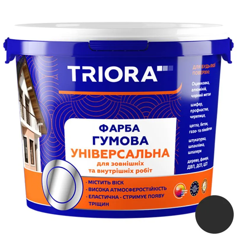 Фарба гумова універсальна Triora, 1,2 кг , 788 RAL 7024, антрацит купити недорого в Україні, фото 1