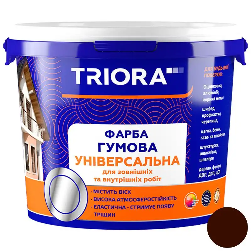 Фарба гумова універсальна Triora, 3,5 кг, темно-коричневий купити недорого в Україні, фото 1