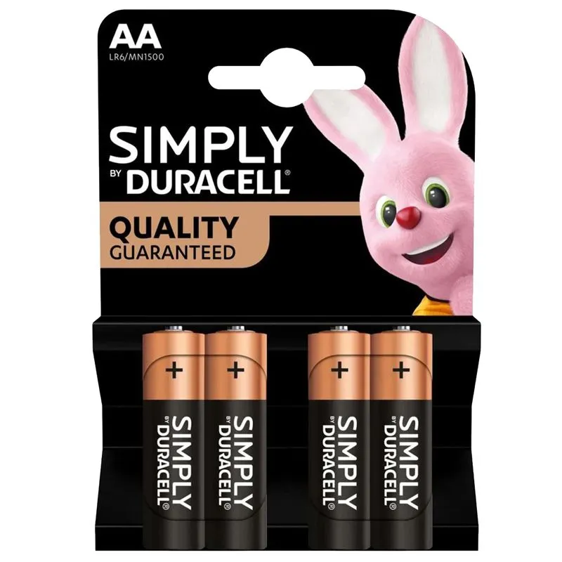 Батарейка Duracell Simply AA 1,5 V LR6, 4 шт, 5011147 купить недорого в Украине, фото 1